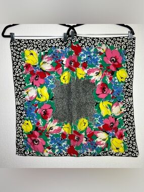 Vintage Avon Scarf: 80s/90s Polka Dot Floral, Retro Accessory 30x30in